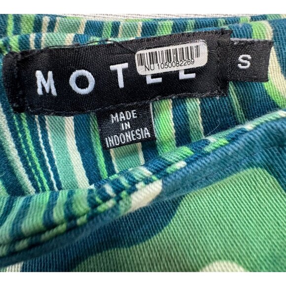 Motel Psychedelic Pattern Mini Skirt Size Small Green & Blue - Picture 2 of 8